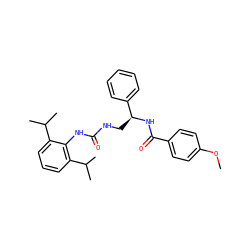 COc1ccc(C(=O)N[C@@H](CNC(=O)Nc2c(C(C)C)cccc2C(C)C)c2ccccc2)cc1 ZINC000013737182