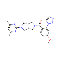 COc1ccc(C(=O)N2C[C@@H]3CN(c4nc(C)cc(C)n4)C[C@@H]3C2)c(-n2ccnn2)c1 ZINC000167146099