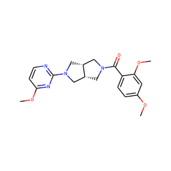 COc1ccc(C(=O)N2C[C@@H]3CN(c4nccc(OC)n4)C[C@@H]3C2)c(OC)c1 ZINC000116825518
