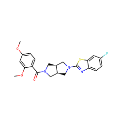 COc1ccc(C(=O)N2C[C@H]3CN(c4nc5ccc(F)cc5s4)C[C@H]3C2)c(OC)c1 ZINC000116828486