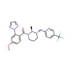 COc1ccc(C(=O)N2CCC[C@@H](Nc3ccc(C(F)(F)F)cn3)[C@@H]2C)c(-n2nccn2)c1 ZINC000218545457