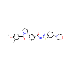 COc1ccc(C(=O)N2CCC[C@@H]2c2cccc(C(=O)Nc3nc4c(s3)C[C@@H](N3CCOCC3)CC4)c2)cc1C ZINC000220424803
