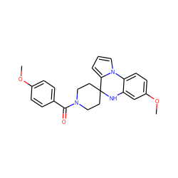 COc1ccc(C(=O)N2CCC3(CC2)Nc2cc(OC)ccc2-n2cccc23)cc1 ZINC000035399529