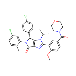 COc1ccc(C(=O)N2CCOCC2)cc1-c1nc2c(n1C(C)C)[C@@H](c1ccc(Cl)cc1)N(c1cc(Cl)ccc1C)C2=O ZINC000169705407