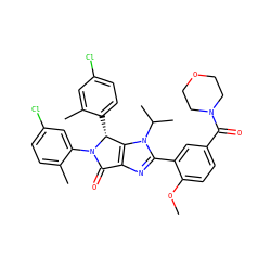COc1ccc(C(=O)N2CCOCC2)cc1-c1nc2c(n1C(C)C)[C@@H](c1ccc(Cl)cc1C)N(c1cc(Cl)ccc1C)C2=O ZINC000169705383