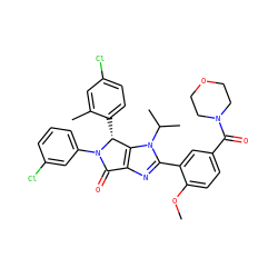 COc1ccc(C(=O)N2CCOCC2)cc1-c1nc2c(n1C(C)C)[C@@H](c1ccc(Cl)cc1C)N(c1cccc(Cl)c1)C2=O ZINC000169705729