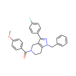 COc1ccc(C(=O)N2CCc3c(c(-c4ccc(F)cc4)nn3Cc3ccccc3)C2)cc1 ZINC000218911624