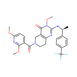 COc1ccc(C(=O)N2CCc3nc(N[C@@H](C)c4ccc(C(F)(F)F)cc4)n(OC)c(=O)c3C2)c(OC)n1 ZINC000113827560