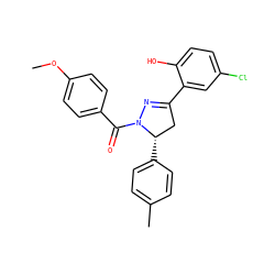COc1ccc(C(=O)N2N=C(c3cc(Cl)ccc3O)C[C@@H]2c2ccc(C)cc2)cc1 ZINC000299838160