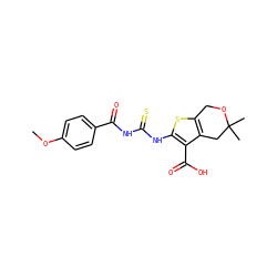 COc1ccc(C(=O)NC(=S)Nc2sc3c(c2C(=O)O)CC(C)(C)OC3)cc1 ZINC000199229812