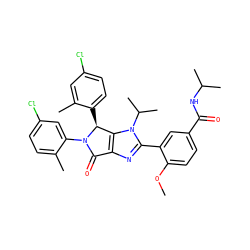 COc1ccc(C(=O)NC(C)C)cc1-c1nc2c(n1C(C)C)[C@H](c1ccc(Cl)cc1C)N(c1cc(Cl)ccc1C)C2=O ZINC000169705382