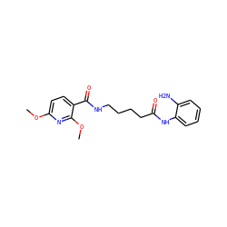 COc1ccc(C(=O)NCCCCC(=O)Nc2ccccc2N)c(OC)n1 ZINC000117582171