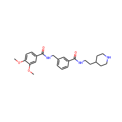 COc1ccc(C(=O)NCc2cccc(C(=O)NCCC3CCNCC3)c2)cc1OC ZINC000045390367