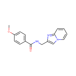 COc1ccc(C(=O)NCc2cn3ccccc3n2)cc1 ZINC000002960748