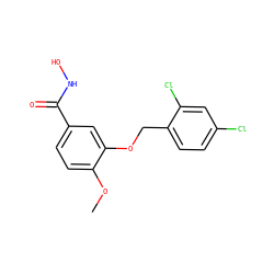 COc1ccc(C(=O)NO)cc1OCc1ccc(Cl)cc1Cl ZINC001772622611