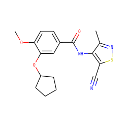 COc1ccc(C(=O)Nc2c(C)nsc2C#N)cc1OC1CCCC1 ZINC000013737014