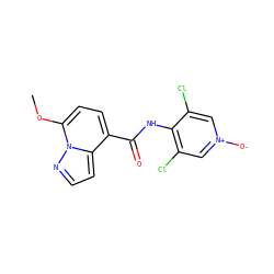 COc1ccc(C(=O)Nc2c(Cl)c[n+]([O-])cc2Cl)c2ccnn12 ZINC000096933207
