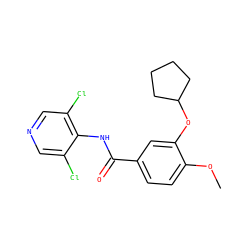 COc1ccc(C(=O)Nc2c(Cl)cncc2Cl)cc1OC1CCCC1 ZINC000000598965