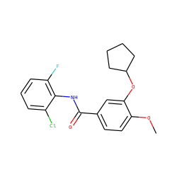COc1ccc(C(=O)Nc2c(F)cccc2Cl)cc1OC1CCCC1 ZINC000000605604