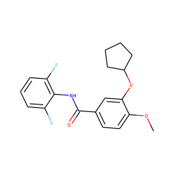 COc1ccc(C(=O)Nc2c(F)cccc2F)cc1OC1CCCC1 ZINC000000005521