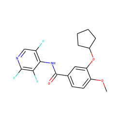 COc1ccc(C(=O)Nc2c(F)cnc(F)c2F)cc1OC1CCCC1 ZINC000013736997