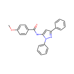 COc1ccc(C(=O)Nc2cc(-c3ccccc3)nn2-c2ccccc2)cc1 ZINC000008598812