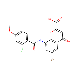 COc1ccc(C(=O)Nc2cc(Br)cc3c(=O)cc(C(=O)O)oc23)c(Cl)c1 ZINC000096271881