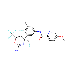 COc1ccc(C(=O)Nc2cc(C)c(F)c([C@]3(CF)C[C@@H](C(F)(F)F)OC(N)=N3)c2)nc1 ZINC000223570204
