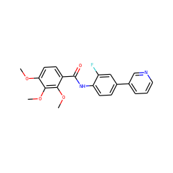 COc1ccc(C(=O)Nc2ccc(-c3cccnc3)cc2F)c(OC)c1OC ZINC000299835860