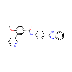 COc1ccc(C(=O)Nc2ccc(-c3nc4ccccc4[nH]3)cc2)cc1-c1cccnc1 ZINC000028566478