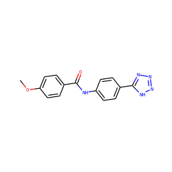 COc1ccc(C(=O)Nc2ccc(-c3nnn[nH]3)cc2)cc1 ZINC000074803921