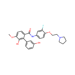 COc1ccc(C(=O)Nc2ccc(OCCN3CCCC3)c(F)c2)c(-c2cccc(O)c2)c1O ZINC000299857675