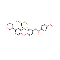 COc1ccc(C(=O)Nc2ccc3c(c2)[C@@]2(CCSC(N)=N2)c2cc(C4=CCCOC4)nc(F)c2O3)nc1 ZINC000205165235