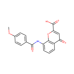 COc1ccc(C(=O)Nc2cccc3c(=O)cc(C(=O)O)oc23)cc1 ZINC000096271890