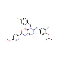COc1ccc(C(=O)Nc2cnc(Nc3ccc(OC(C)C)c(F)c3)n(Cc3ccc(Cl)cc3)c2=O)cn1 ZINC001772653564