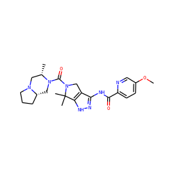 COc1ccc(C(=O)Nc2n[nH]c3c2CN(C(=O)N2C[C@@H]4CCCN4C[C@@H]2C)C3(C)C)nc1 ZINC000114182324