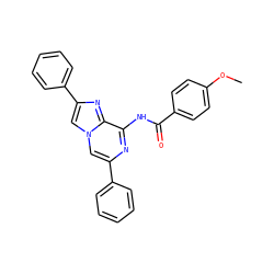 COc1ccc(C(=O)Nc2nc(-c3ccccc3)cn3cc(-c4ccccc4)nc23)cc1 ZINC001772651984