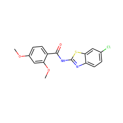 COc1ccc(C(=O)Nc2nc3ccc(Cl)cc3s2)c(OC)c1 ZINC000005358225