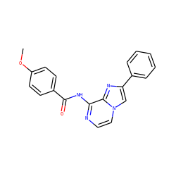 COc1ccc(C(=O)Nc2nccn3cc(-c4ccccc4)nc23)cc1 ZINC001772654056