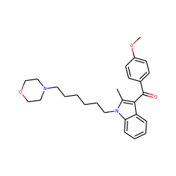 COc1ccc(C(=O)c2c(C)n(CCCCCCN3CCOCC3)c3ccccc23)cc1 ZINC000013820978