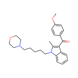COc1ccc(C(=O)c2c(C)n(CCCCCN3CCOCC3)c3ccccc23)cc1 ZINC000013820976