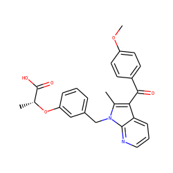 COc1ccc(C(=O)c2c(C)n(Cc3cccc(O[C@H](C)C(=O)O)c3)c3ncccc23)cc1 ZINC000040836031