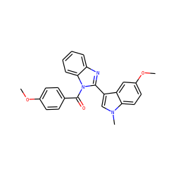 COc1ccc(C(=O)n2c(-c3cn(C)c4ccc(OC)cc34)nc3ccccc32)cc1 ZINC000473099588
