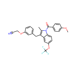COc1ccc(C(=O)n2c(C)c(Cc3cccc(OCC#N)c3)c3cc(OC(F)(F)F)ccc32)cc1 ZINC000028476974