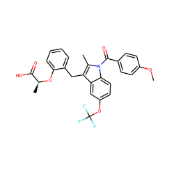COc1ccc(C(=O)n2c(C)c(Cc3ccccc3O[C@@H](C)C(=O)O)c3cc(OC(F)(F)F)ccc32)cc1 ZINC000001551625