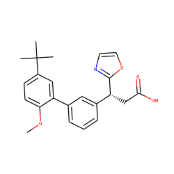 COc1ccc(C(C)(C)C)cc1-c1cccc([C@@H](CC(=O)O)c2ncco2)c1 ZINC001772602123