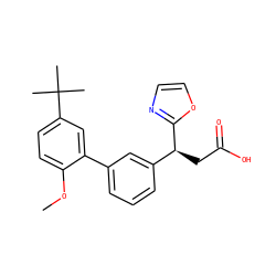 COc1ccc(C(C)(C)C)cc1-c1cccc([C@H](CC(=O)O)c2ncco2)c1 ZINC001772602122