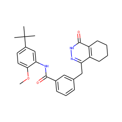 COc1ccc(C(C)(C)C)cc1NC(=O)c1cccc(Cc2n[nH]c(=O)c3c2CCCC3)c1 ZINC000167016736