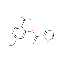 COc1ccc(C(C)=O)c(OC(=O)c2ccco2)c1 ZINC000000463359
