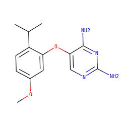 COc1ccc(C(C)C)c(Oc2cnc(N)nc2N)c1 ZINC000040979920